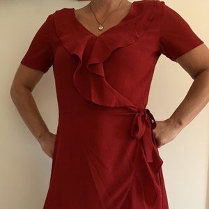 RW & Co Red Wrap Crepe Dress